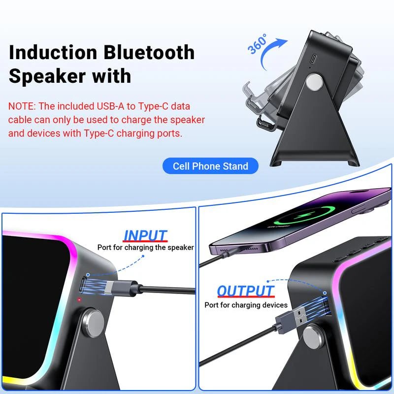 ✨Wireless Induction Audio Speaker Stand, 5-in-1 Cellphone Holder