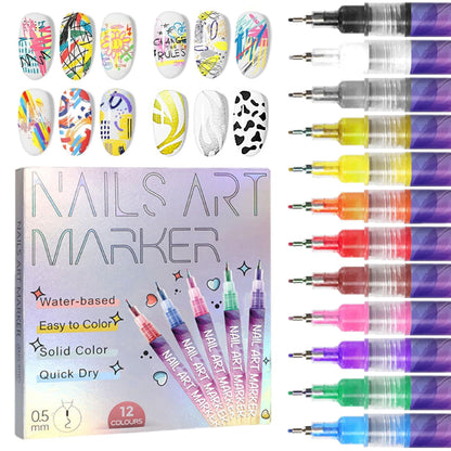 🎖️🎨12 Colors Nail Art Pens Set