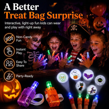 🔥👻  Halloween Finger Projector Rings – LED Party Favors for Kids