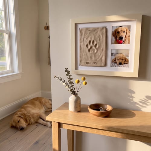 🔥DIY clay paw-print keepsake frame with space for two photos