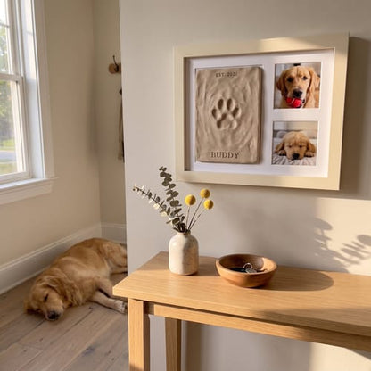 🔥DIY clay paw-print keepsake frame with space for two photos