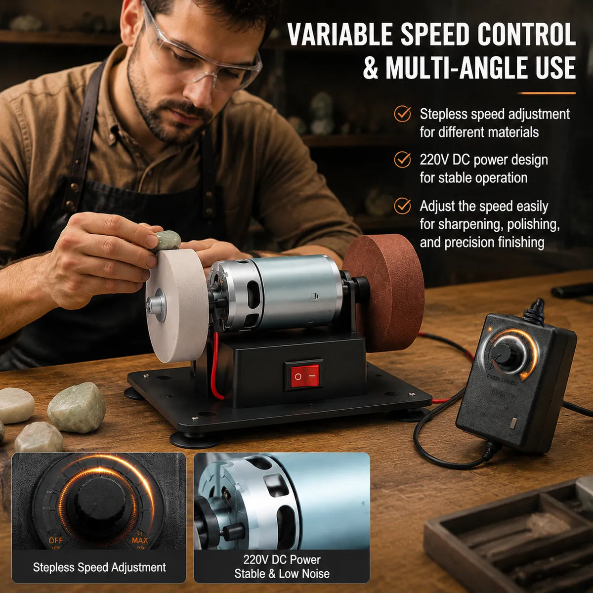 🔥Mini Bench Grinder with 2 Grinding Wheels