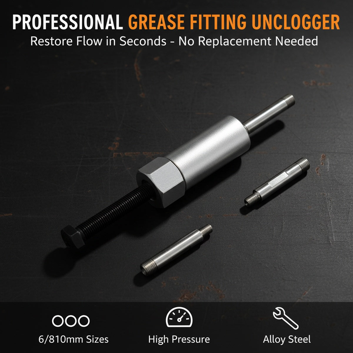 ✨Professional Grease Fitting Unclogger With Interchangeable Adapters🛠️