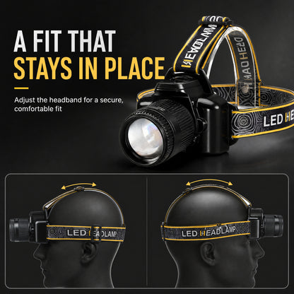 ✨Rechargeable, Zoomable, Waterproof Super Bright Headlamp (📦Buy 2 Free Shipping)