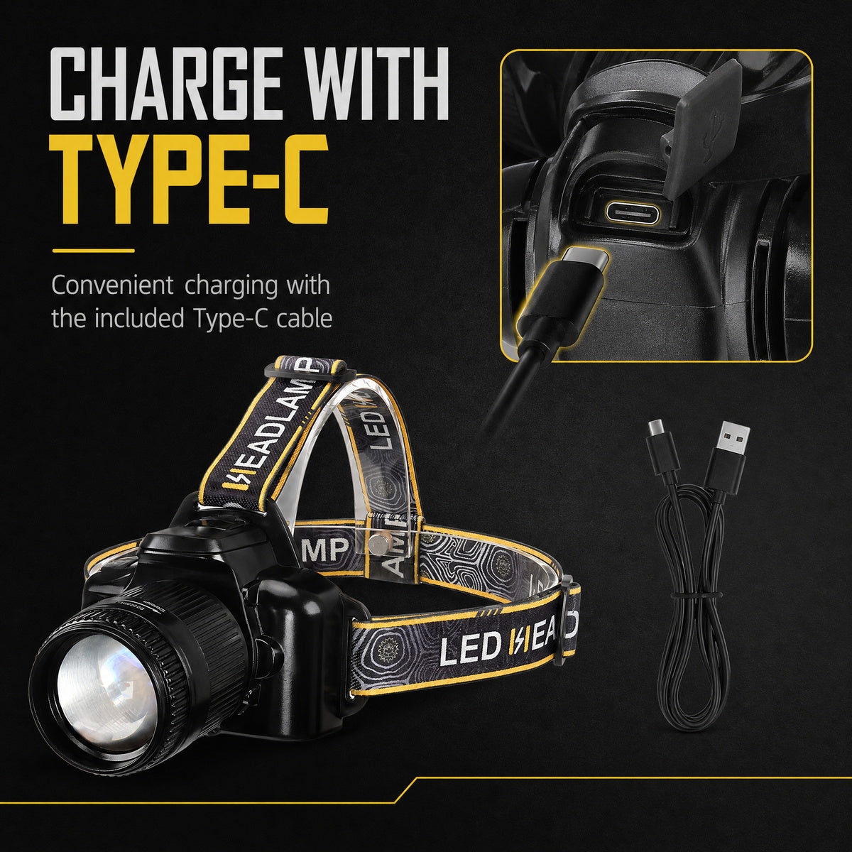 ✨Rechargeable, Zoomable, Waterproof Super Bright Headlamp (📦Buy 2 Free Shipping)