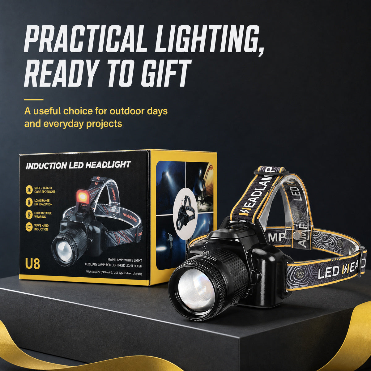 ✨Rechargeable, Zoomable, Waterproof Super Bright Headlamp (📦Buy 2 Free Shipping)