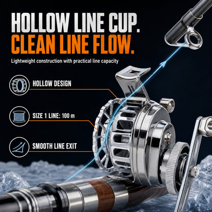 ✨Metal-plated ice fishing reel