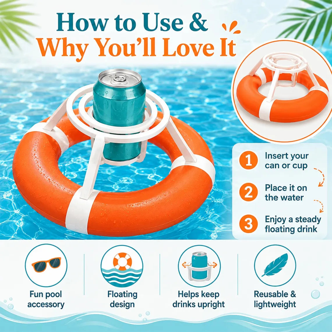 ✨ Gyro Floating Pool Cup Holder🌊