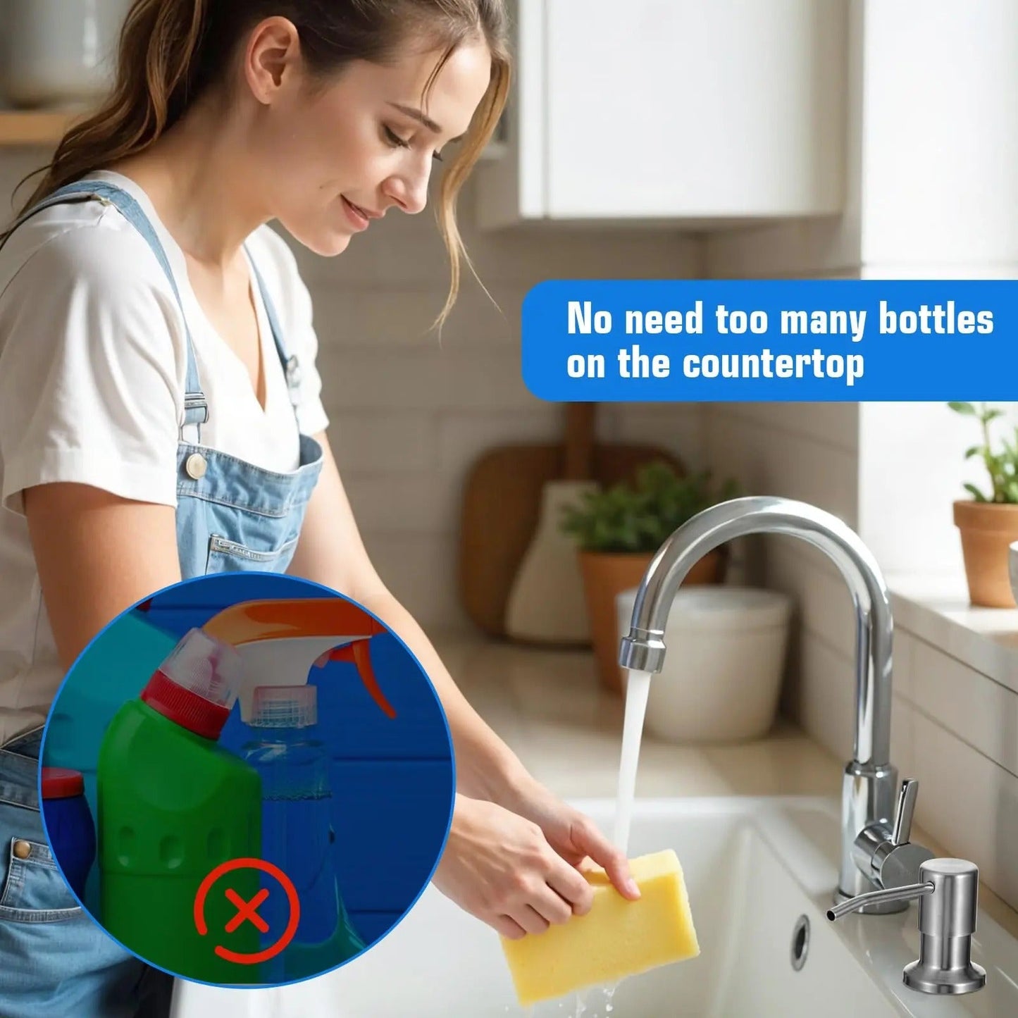 ✨Dish Soap Dispenser for Kitchen Sink (Brushed Nickel)