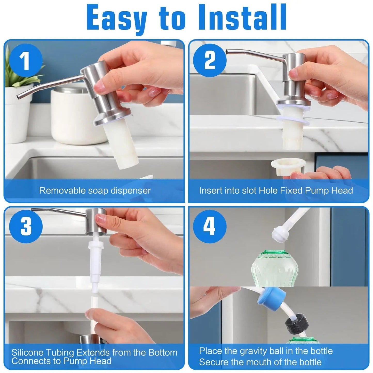 ✨Dish Soap Dispenser for Kitchen Sink (Brushed Nickel)