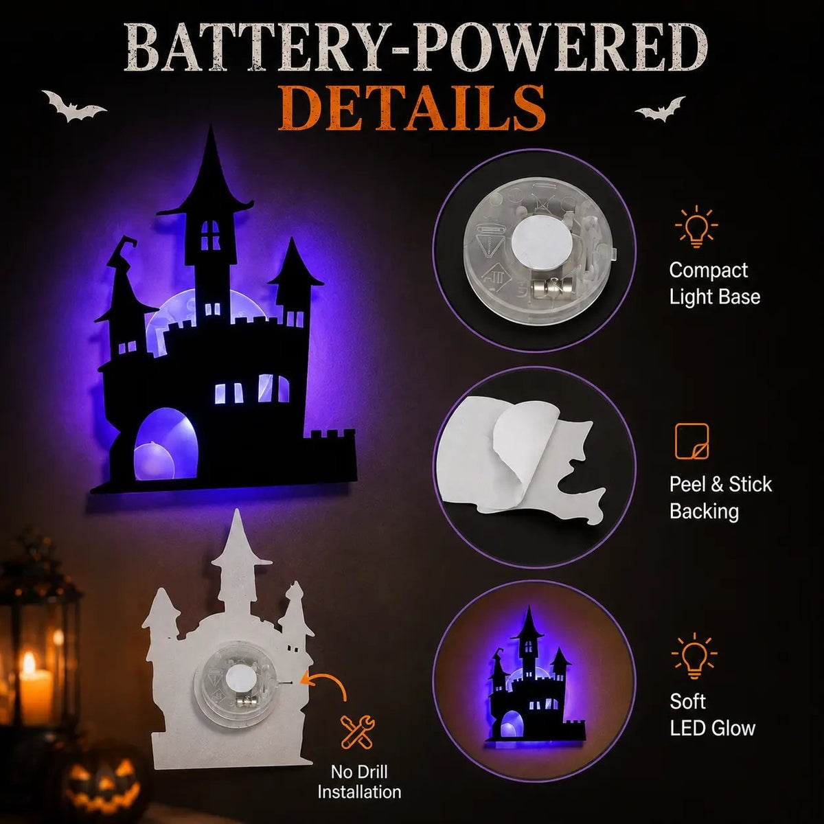 🔥30 PCS Halloween LED Silhouette Wall Light Stickers