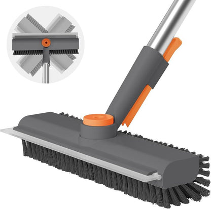 🔥3-in-1 Adjustable Floor Scrub Brush – 360° Rotating Cleaning Tool