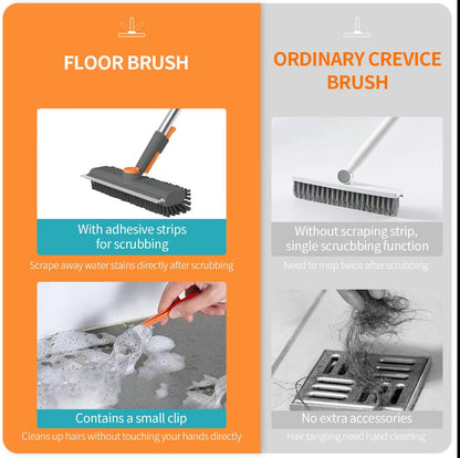 🔥3-in-1 Adjustable Floor Scrub Brush – 360° Rotating Cleaning Tool