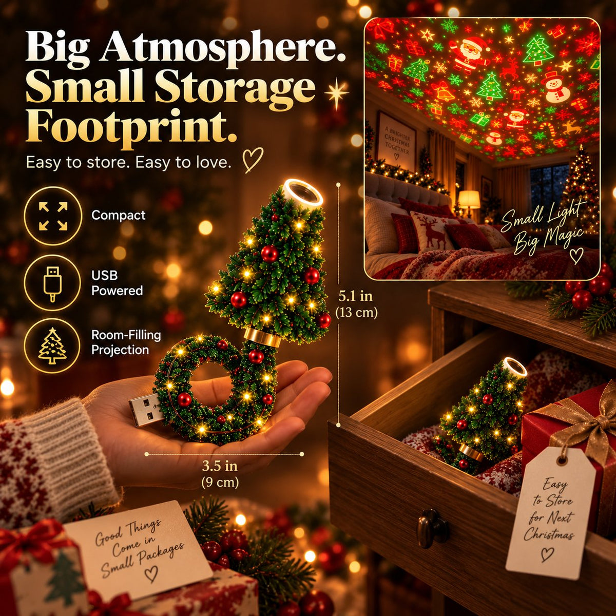 🔥 Last Day 49% OFF –🌲Christmas Tree-Shaped Projection Light
