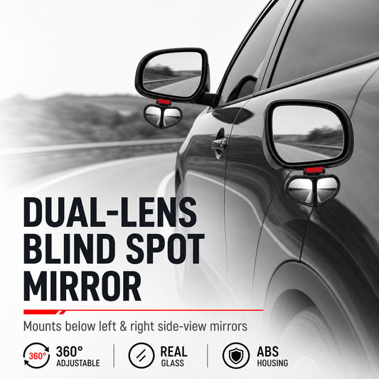 ✨360° Rotatable Car Blind Spot Mirror Dual‑Lens Real Glass ABS Housing