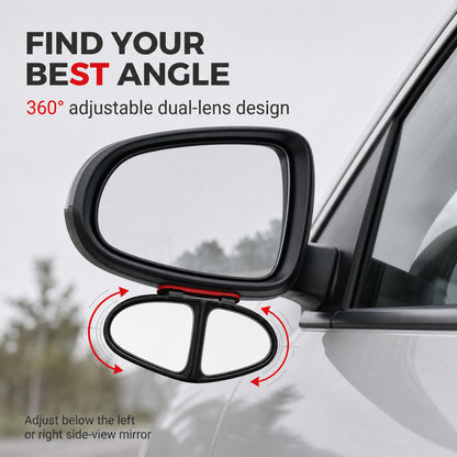 ✨360° Rotatable Car Blind Spot Mirror Dual‑Lens Real Glass ABS Housing
