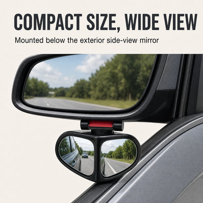 ✨360° Rotatable Car Blind Spot Mirror Dual‑Lens Real Glass ABS Housing
