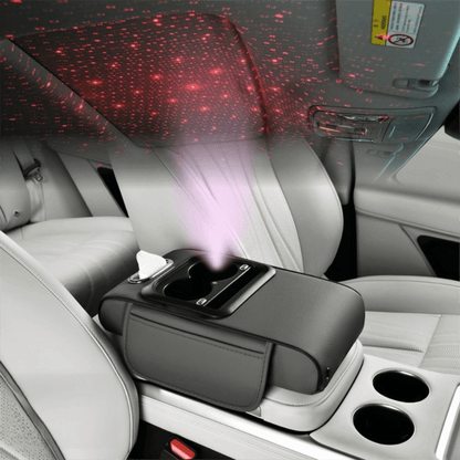 🎖️Car Armrest Pad with LED Starry Sky Light, Dual Type-C Charging Ports