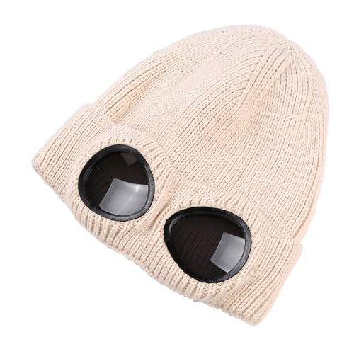 🎖️MansWill Winter Beanie Hat with Removable Goggles for Men & Women