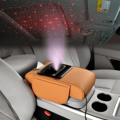 🎖️Car Armrest Pad with LED Starry Sky Light, Dual Type-C Charging Ports