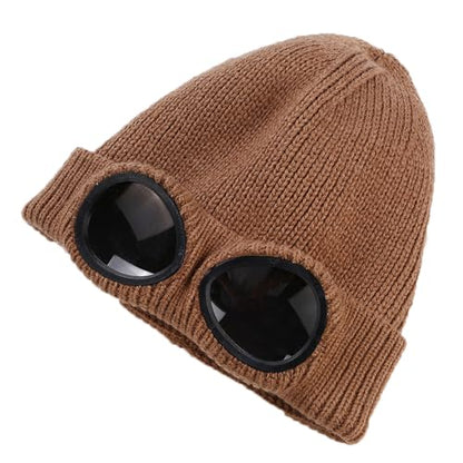 🎖️MansWill Winter Beanie Hat with Removable Goggles for Men & Women