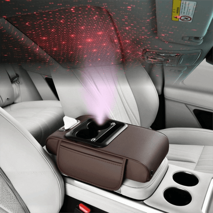 🎖️Car Armrest Pad with LED Starry Sky Light, Dual Type-C Charging Ports
