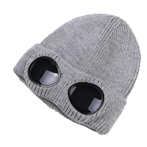 🎖️MansWill Winter Beanie Hat with Removable Goggles for Men & Women
