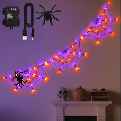 🔥🎃 Halloween LED Giant Spider Web Light