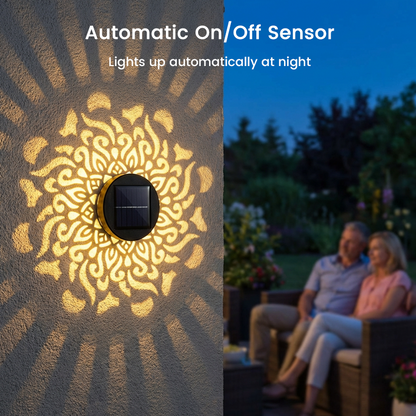 🎖️Solar Mandala Light – Stunning Pattern Projection, 2-in-1 Floor & Wall Design & IP65 Waterproof Auto On/Off 🌿