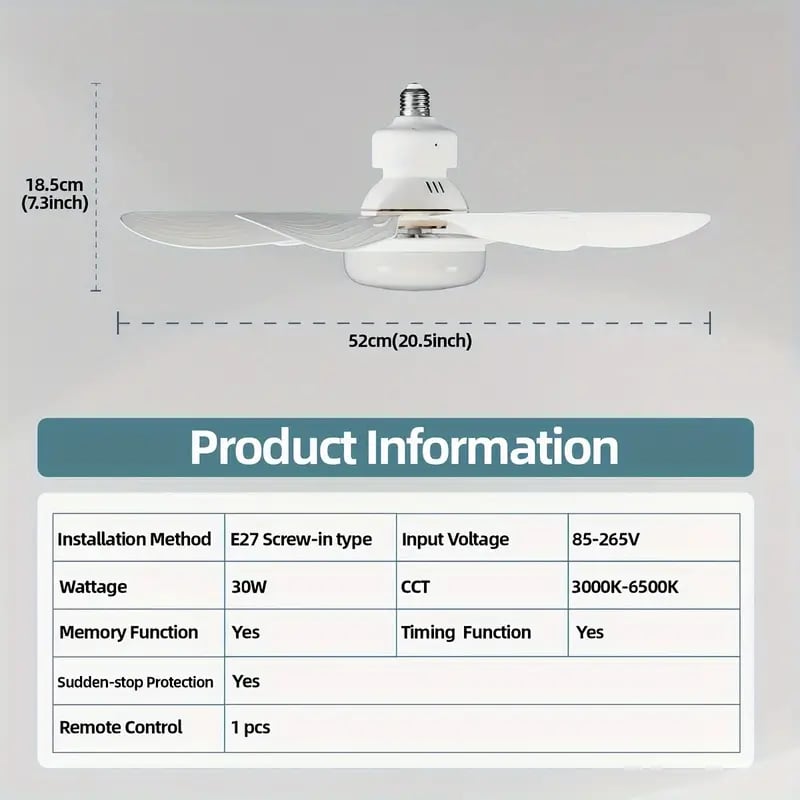 🔥LAST DAY SALE 50% OFF⏳40W LED Ceiling Fan Light – 20.5” Ultra-Quiet with Remote 🎯 | E27 + FREE B22 Adapter 🔌 | For Bedroom 😴, Kitchen 👩‍🍳 & Garage 🛠️