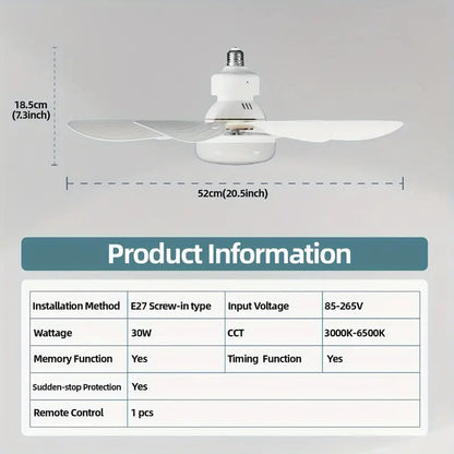 🔥LAST DAY SALE 50% OFF⏳40W LED Ceiling Fan Light – 20.5” Ultra-Quiet with Remote 🎯 | E27 + FREE B22 Adapter 🔌 | For Bedroom 😴, Kitchen 👩‍🍳 & Garage 🛠️