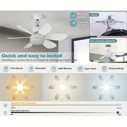 🔥LAST DAY SALE 50% OFF⏳40W LED Ceiling Fan Light – 20.5” Ultra-Quiet with Remote 🎯 | E27 + FREE B22 Adapter 🔌 | For Bedroom 😴, Kitchen 👩‍🍳 & Garage 🛠️