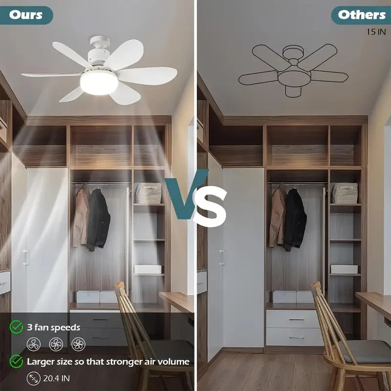 🔥LAST DAY SALE 50% OFF⏳40W LED Ceiling Fan Light – 20.5” Ultra-Quiet with Remote 🎯 | E27 + FREE B22 Adapter 🔌 | For Bedroom 😴, Kitchen 👩‍🍳 & Garage 🛠️