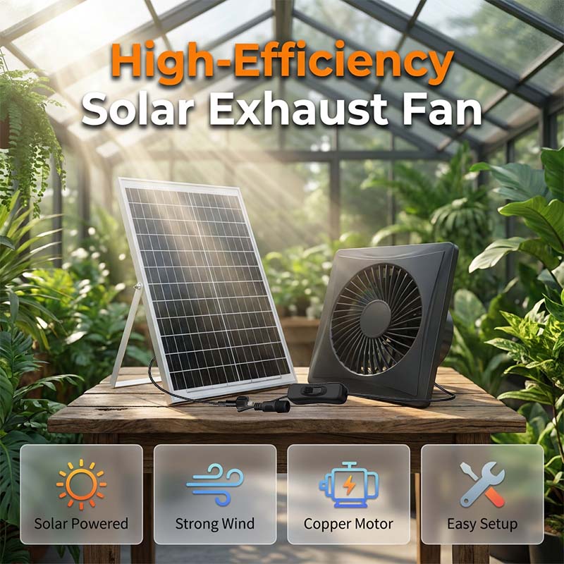🔥Solar Powered Exhaust Fan Kit for Greenhouse & Attic 🌞💨