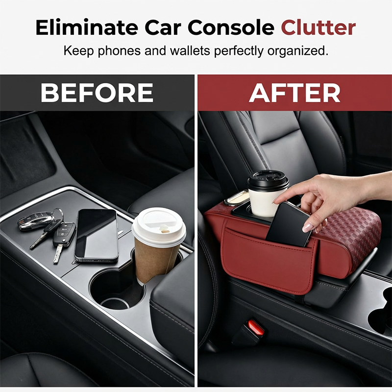 🔥Car Armrest Storage Box with Cup Holder