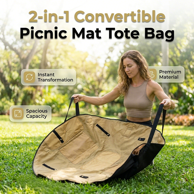 🔥🧺2-in-1 Convertible Picnic Mat Tote Bag