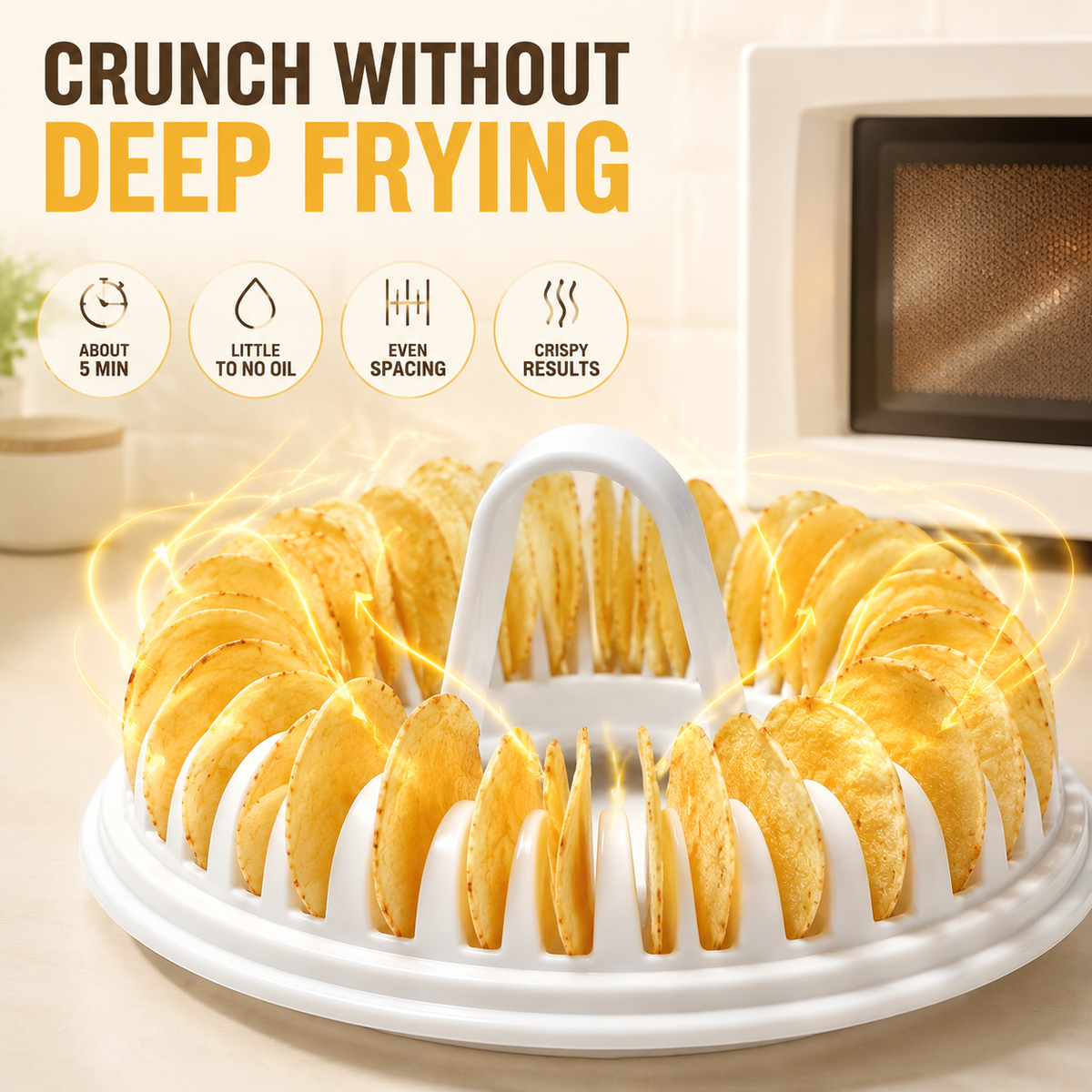 ✨ Microwave Potato Chip Maker with Slicer – Oil-Free Snack Kit ✨🥔