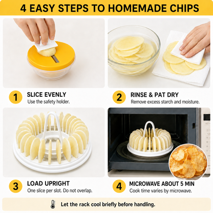 ✨ Microwave Potato Chip Maker with Slicer – Oil-Free Snack Kit ✨🥔