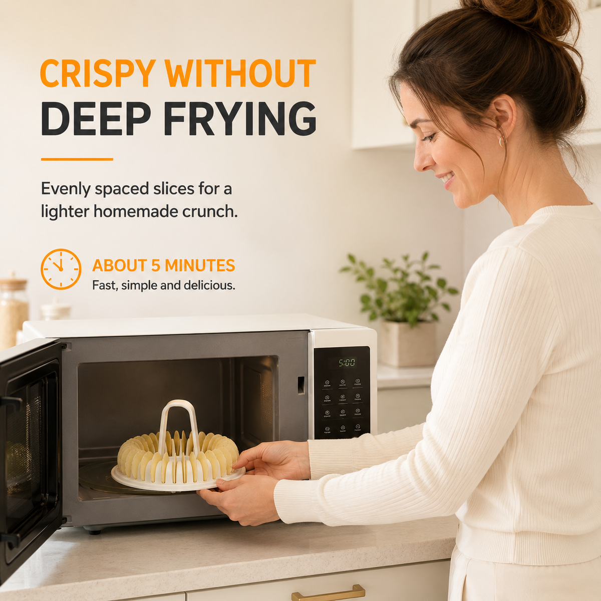 ✨ Microwave Potato Chip Maker with Slicer – Oil-Free Snack Kit ✨🥔