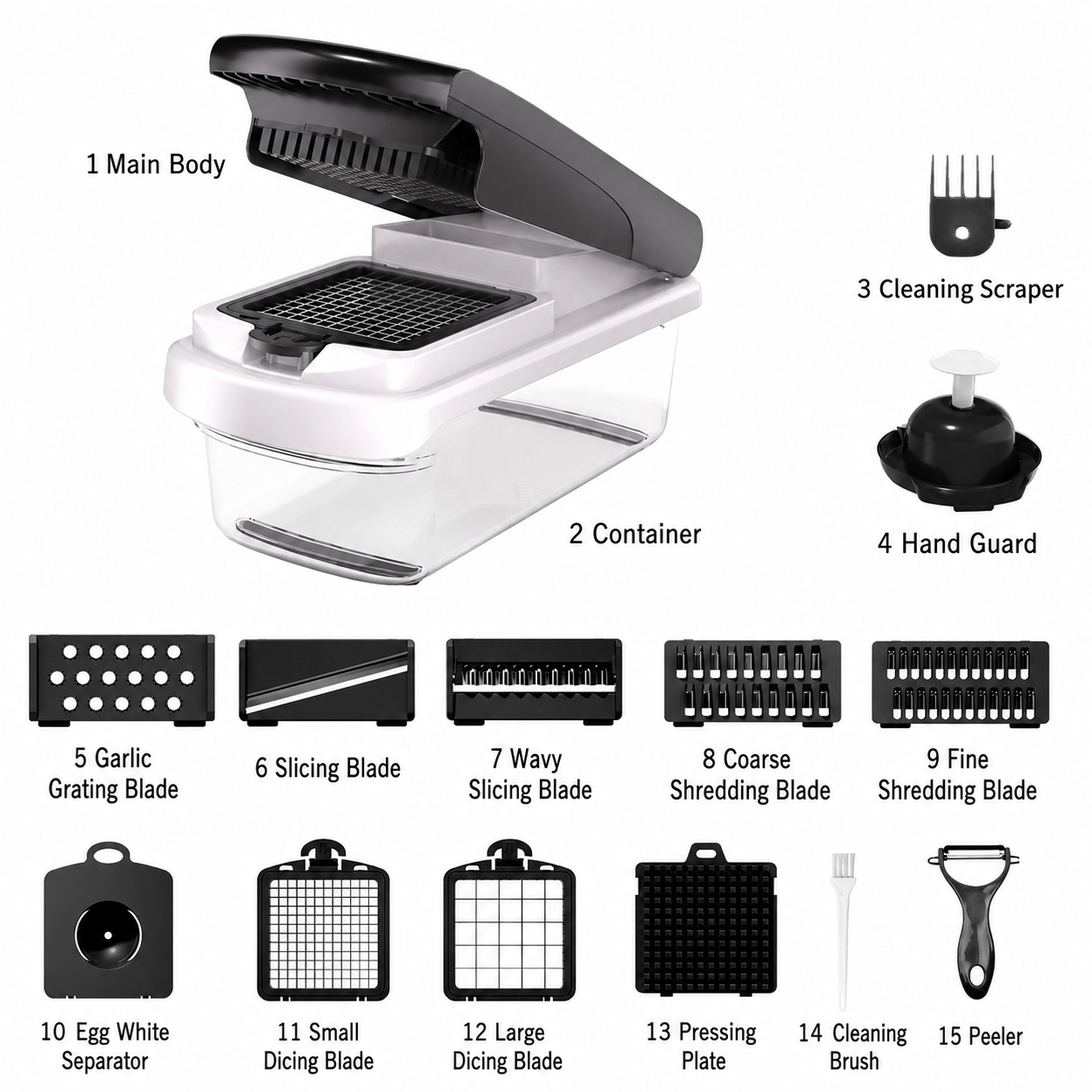🔥Snofrid Multifunction Vegetable Chopper, Kitchen Slicer, Dicer & Grater