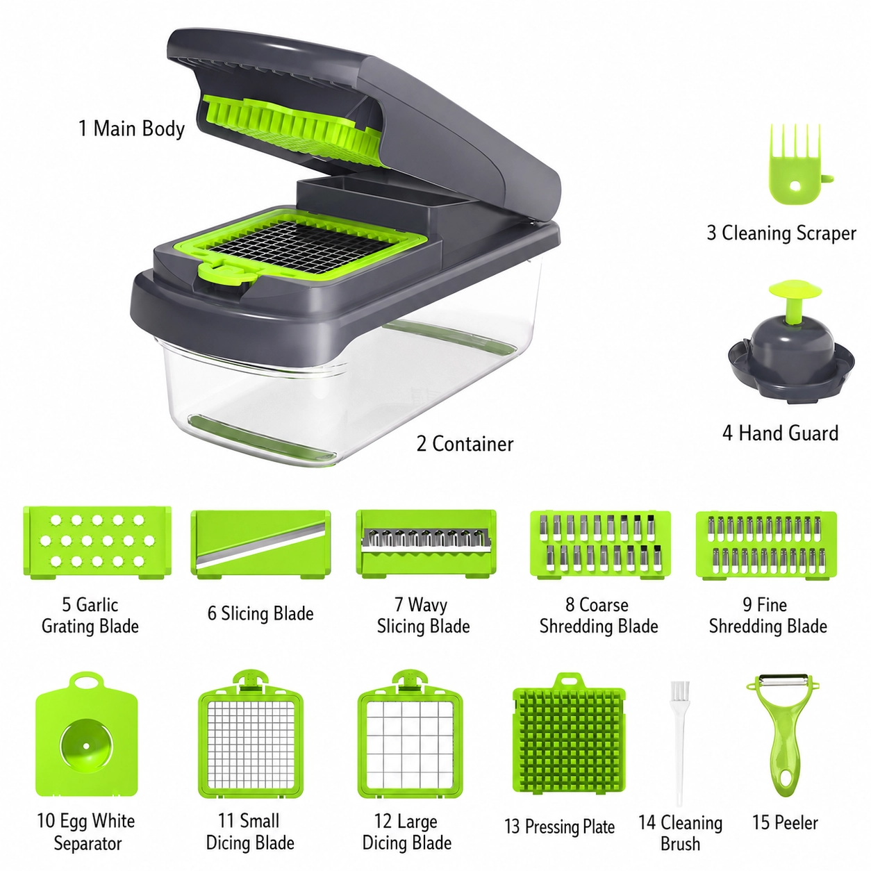 🔥Snofrid Multifunction Vegetable Chopper, Kitchen Slicer, Dicer & Grater
